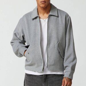 Urban Outfitters Gray Solid Brushed Zip Jacket in Medium